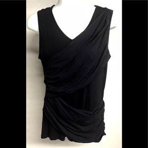 CAbi Blue Sleeveless Double Drape Rayon Top M